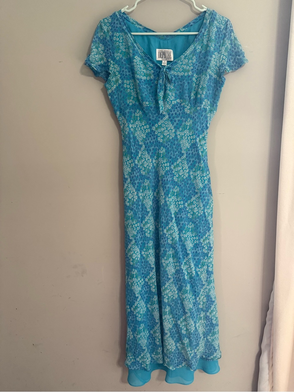 Vintage 90’s Blue Silk Floral Dress 6